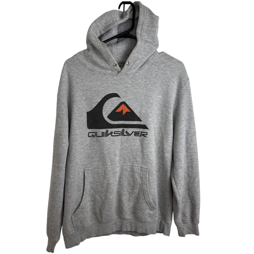 Vintage‎ 90s Y2K Quiksilver Gray Hoodie
Mens M Pullover Large Logo Sweatshirt